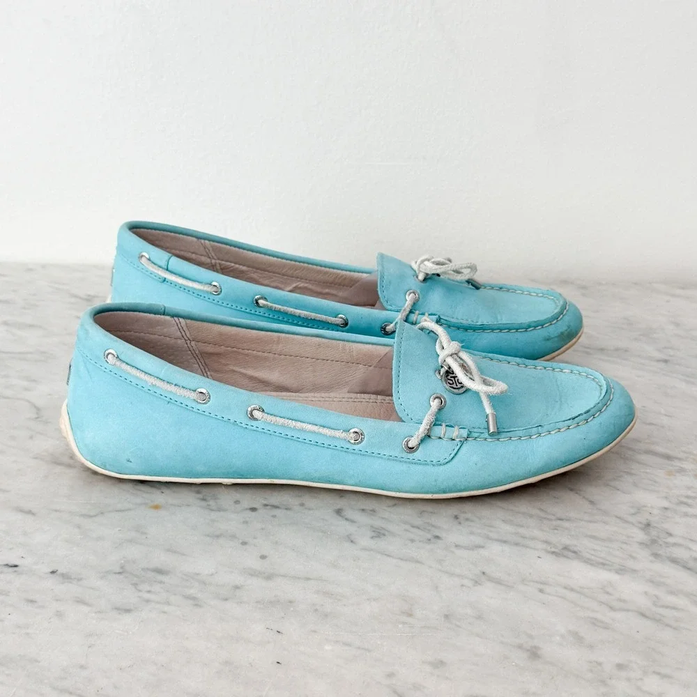 Coastal Preppy Sperry Top-Sider Driving Loafers 9M Blue Leather Moc Toe Slip On